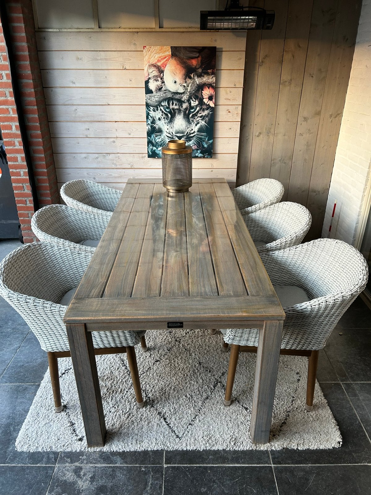 Rough Furniture Tuinset met 6 stoelen - Zo goed als nieuw, Ophalen, Eettafel, 6 zitplaatsen, Zo goed als nieuw