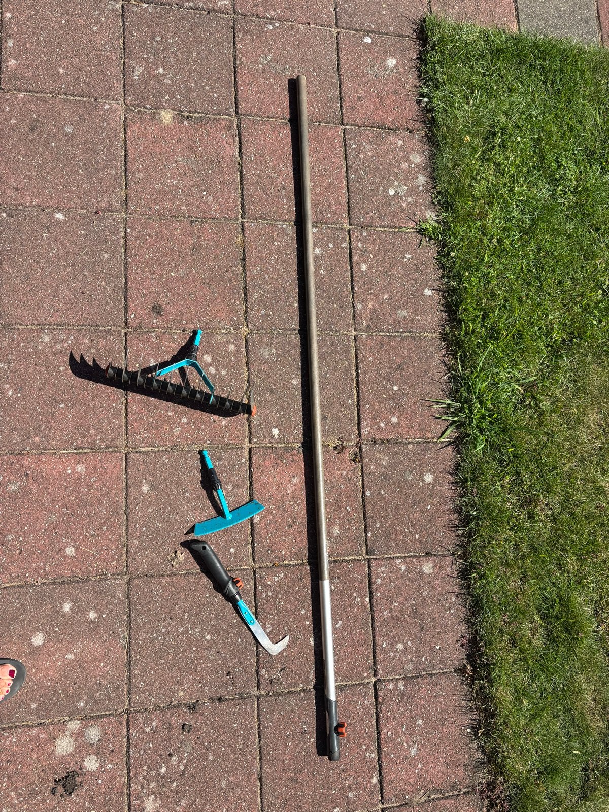 Gardena Tuingereedschap Set: Schoffel, Verticuteerhark, Voeg, Tuin en Terras, Hand-tuingereedschap, Ophalen, Zo goed als nieuw