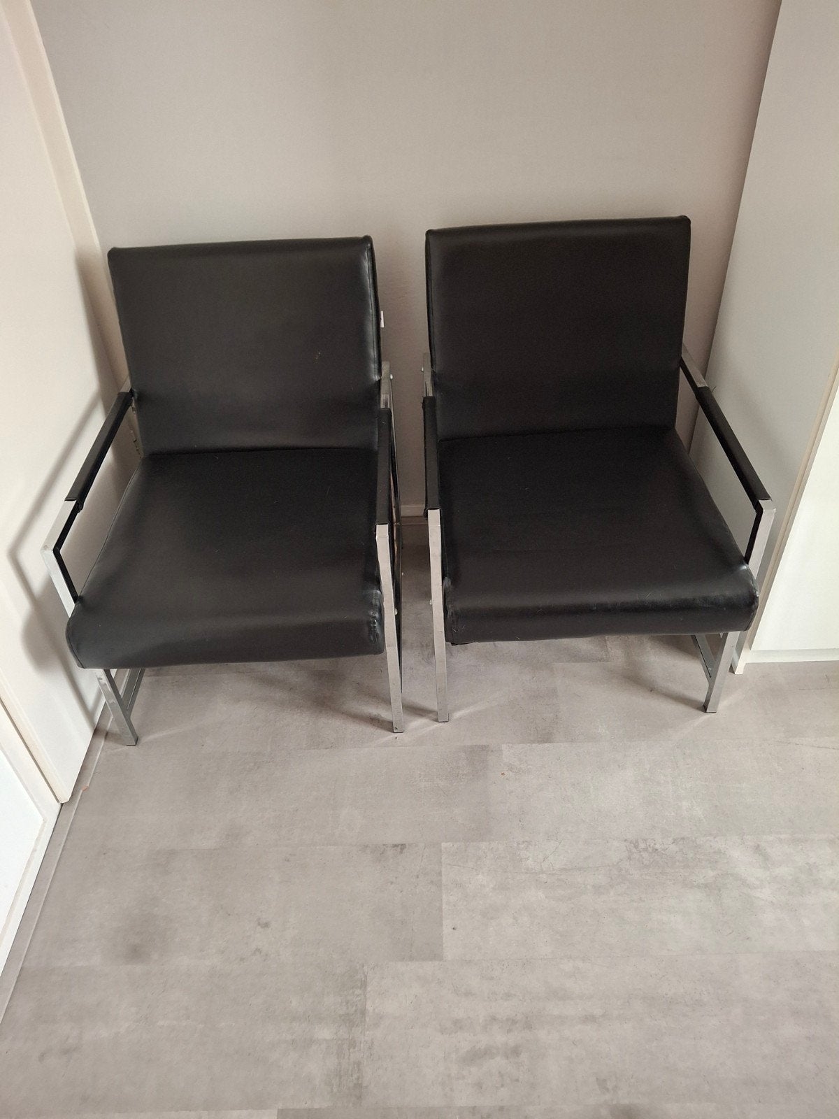 zwarte nep leren stoelen, Huis en Inrichting, Stoelen, Ophalen, Gebruikt, Zwart