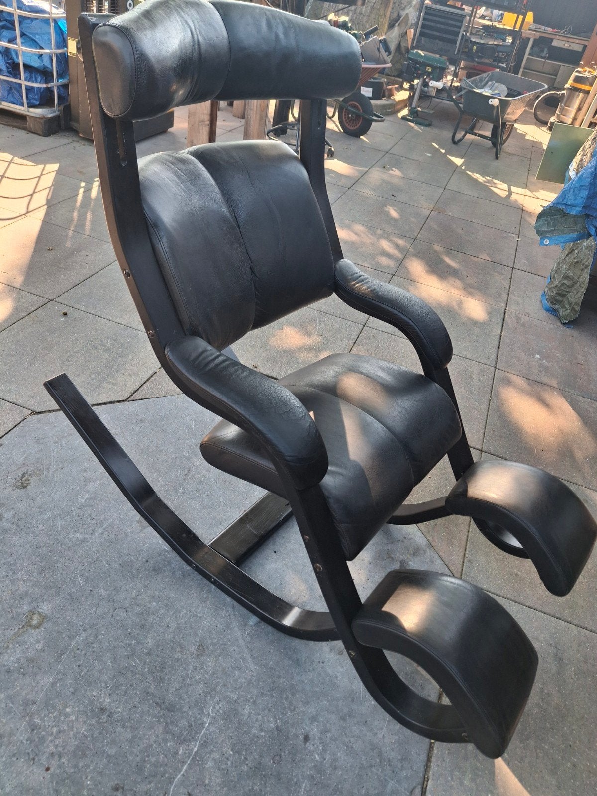 Stokke Varier Gravity Balans stoel met echt leer, Ophalen, Gebruikt, Zwart, Eén
