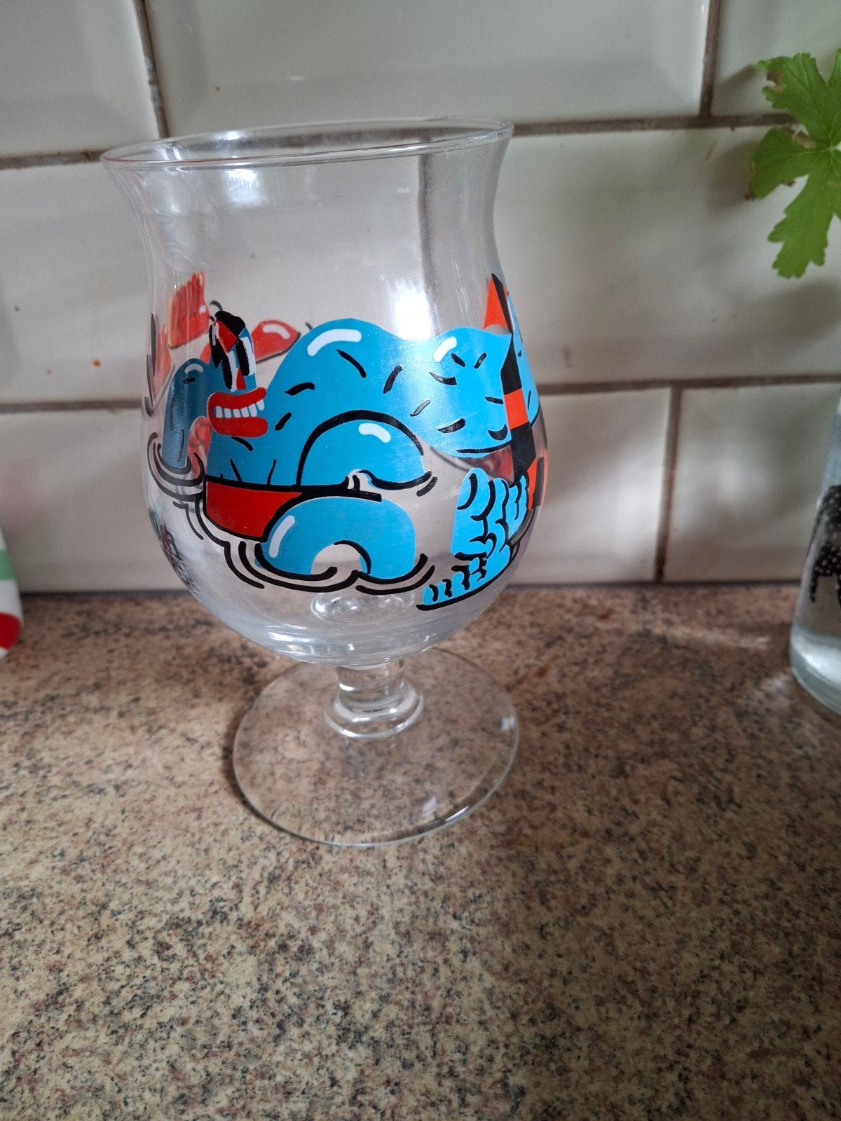 Duvel glas Nina van de Weghe, Ophalen of Verzenden, Zo goed als nieuw, Bierglas