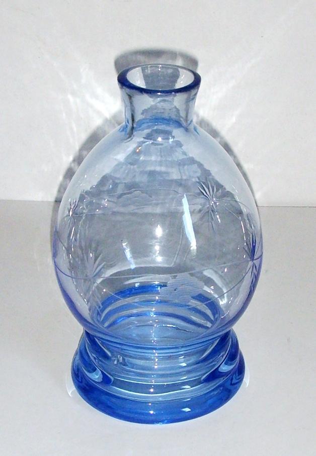 Art Deco stijl blauw glazen likeur karaf of een vaas., Ophalen of Verzenden