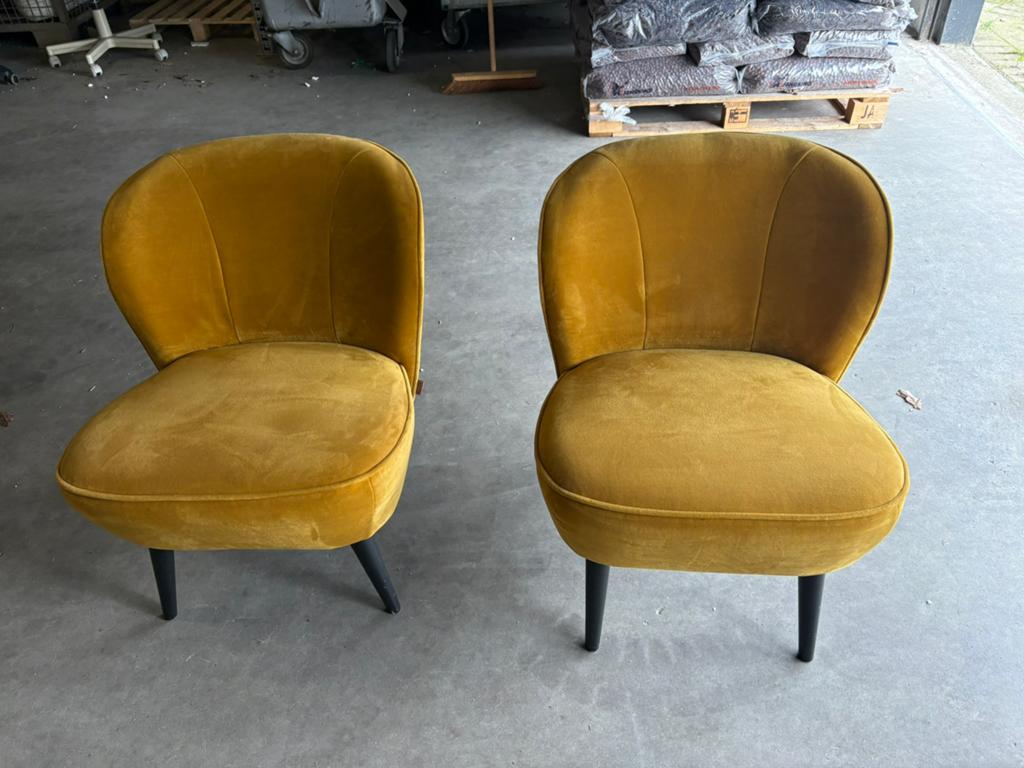Oker gele Woood fauteuils, Huis en Inrichting, Fauteuils, Ophalen, Gebruikt, 75 tot 100 cm, 50 tot 75 cm