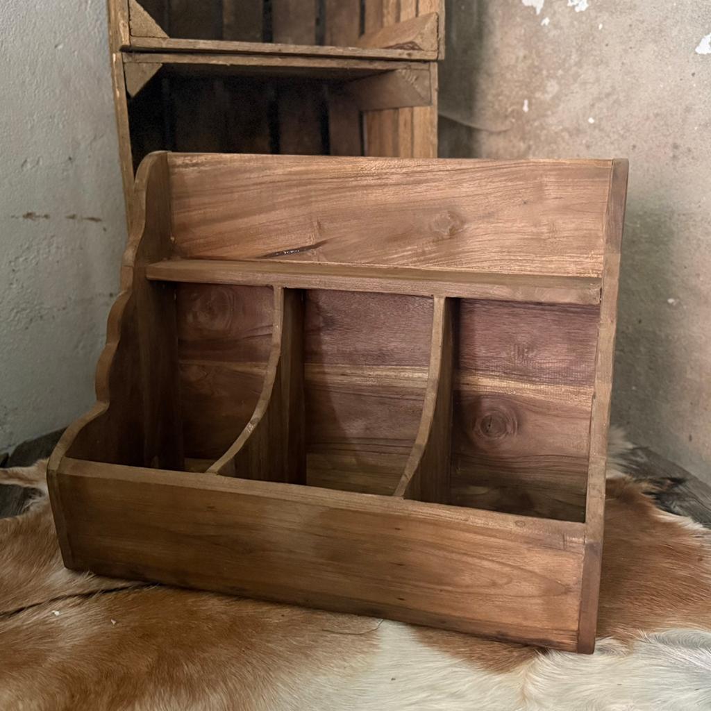 Landelijke grote houten gruttersbak met 3 vakken, Hout, Nieuw, Ophalen of Verzenden, Landelijk