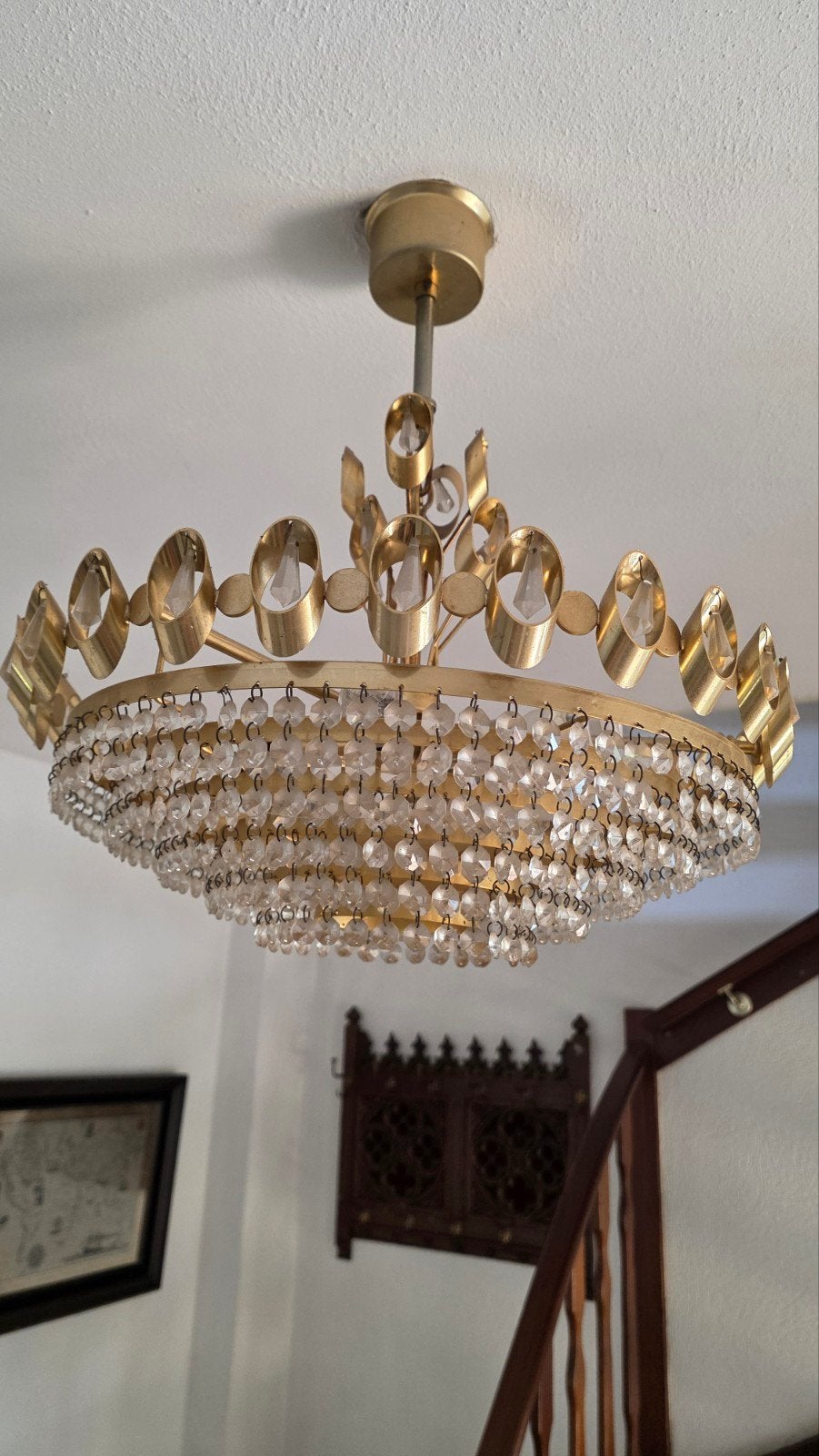 Antieke "gouden" kroonluchter., Ophalen