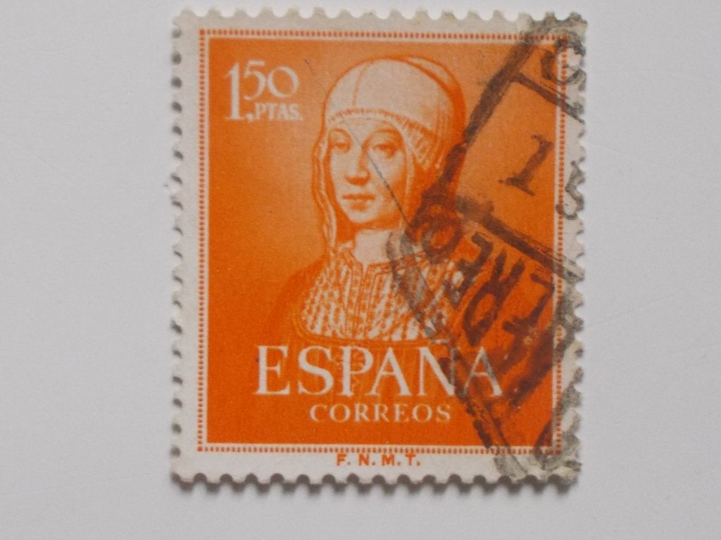 Spanje, Schaarse Postzegel Koningin Isabella 1951., Postzegels en Munten, Ophalen, Gestempeld