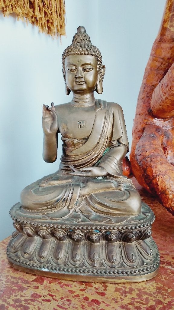 Antieke bronzen Tibetaanse boeddha, Ophalen of Verzenden, Zo goed als nieuw