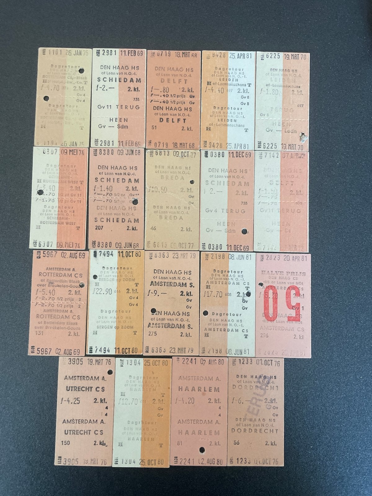 Collectie oude Nederlandse treinkaartjes, Verzamelen, Ophalen of Verzenden, 1960 tot 1980, Nederland, Knipsel(s)