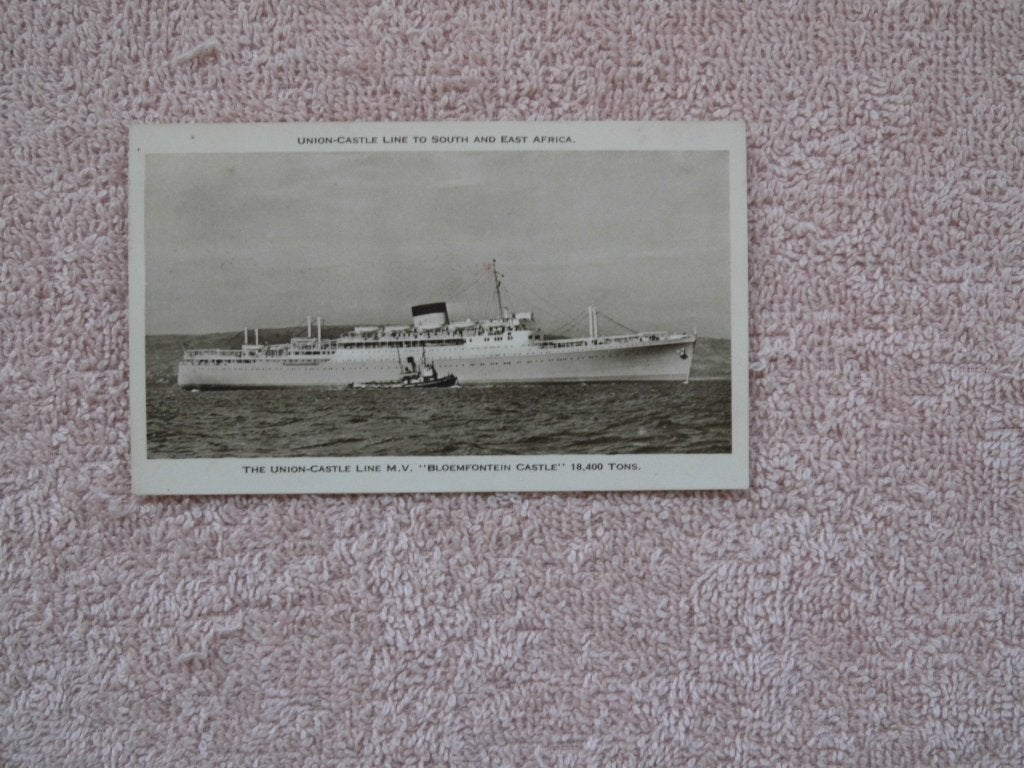 Bloemfontein Castle Schip - Union-Castle Lijn Ansichtkaart, Verzamelen, Ansichtkaarten | Themakaarten, Ophalen of Verzenden, 1940 tot 1960