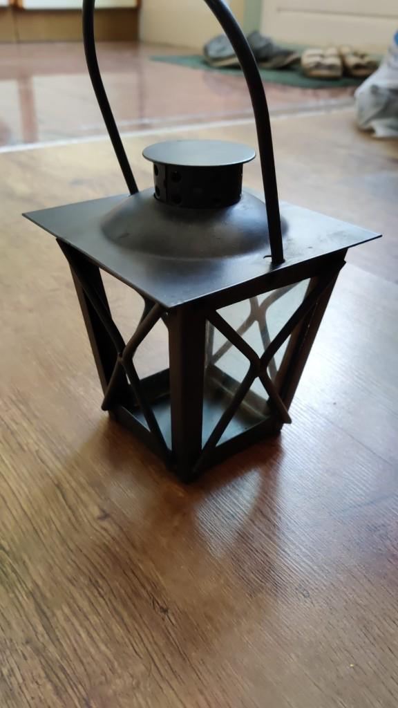 Lantaarn windlicht kandelaar 22 cm, Zwart, Ophalen of Verzenden, Zo goed als nieuw, Metaal