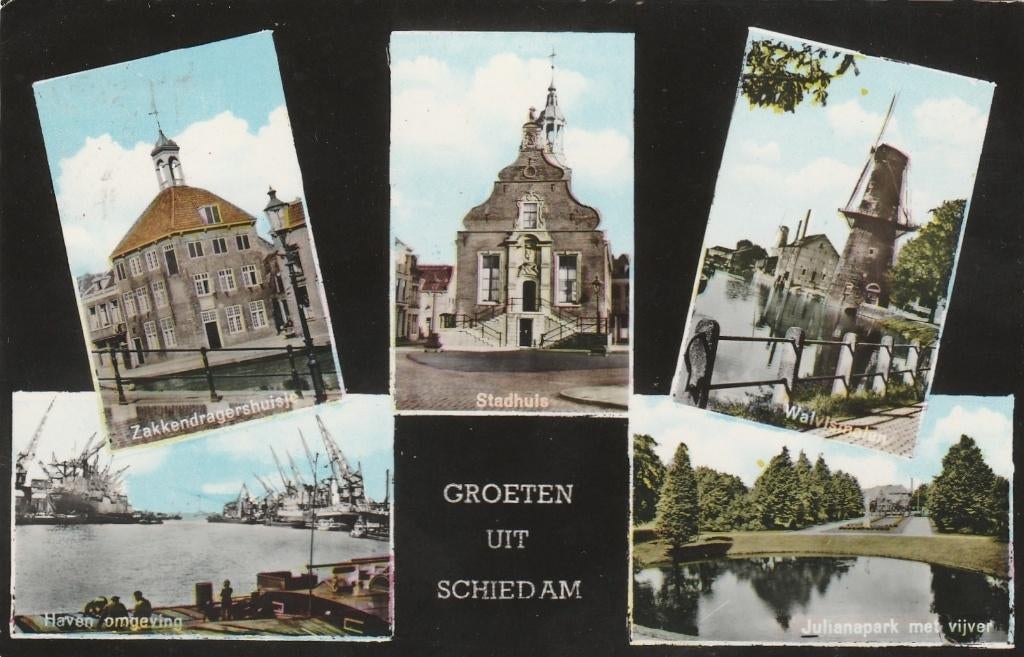 SCHIEDAM Huisje Haven Stadhuis Molen Park Groeten kl.f., Verzenden, 1960 tot 1980, Gelopen, Zuid-Holland