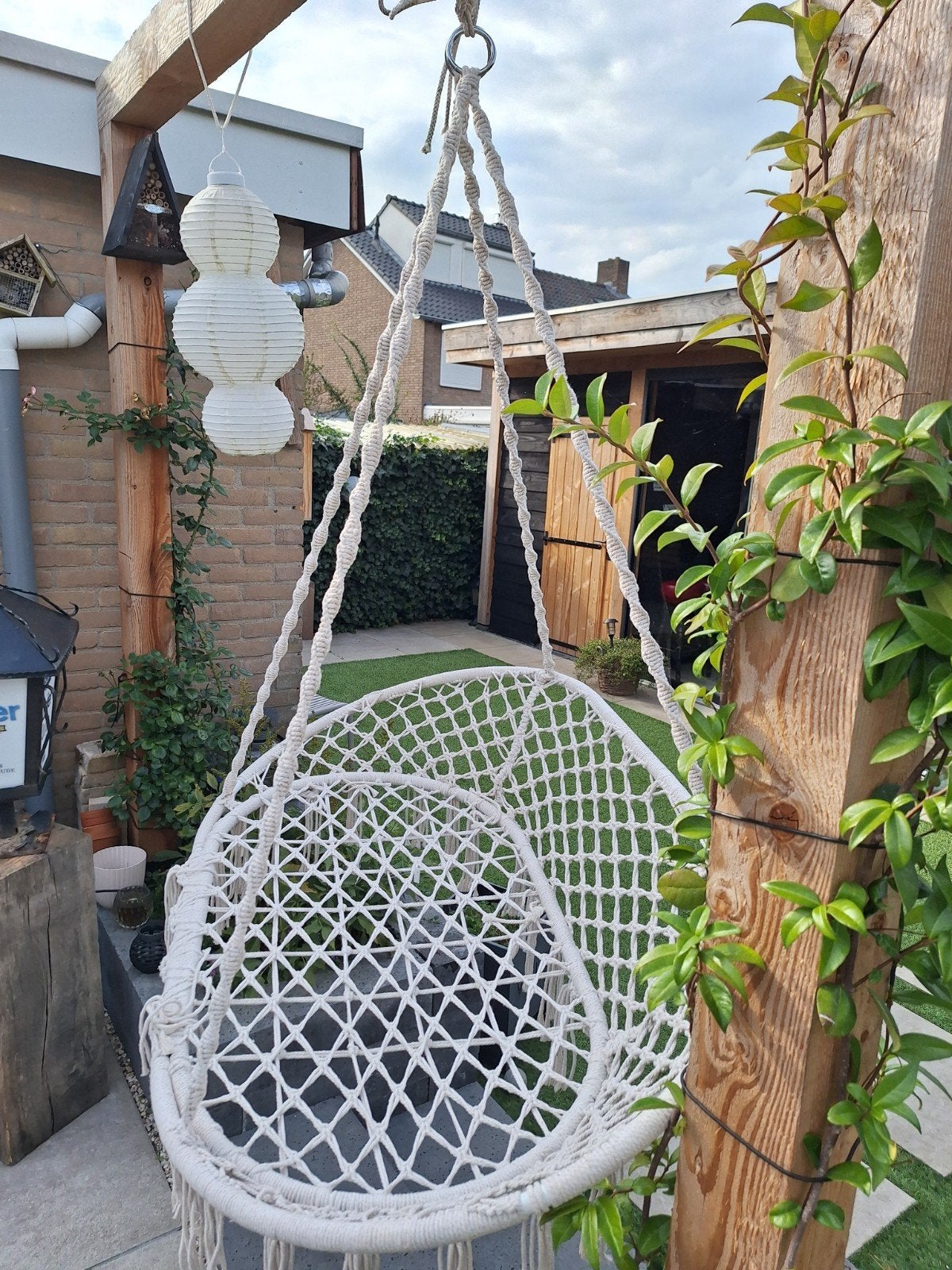Comfortabele hangende schommelstoel voor binnen/buiten, Ophalen of Verzenden, Zo goed als nieuw, Overige materialen