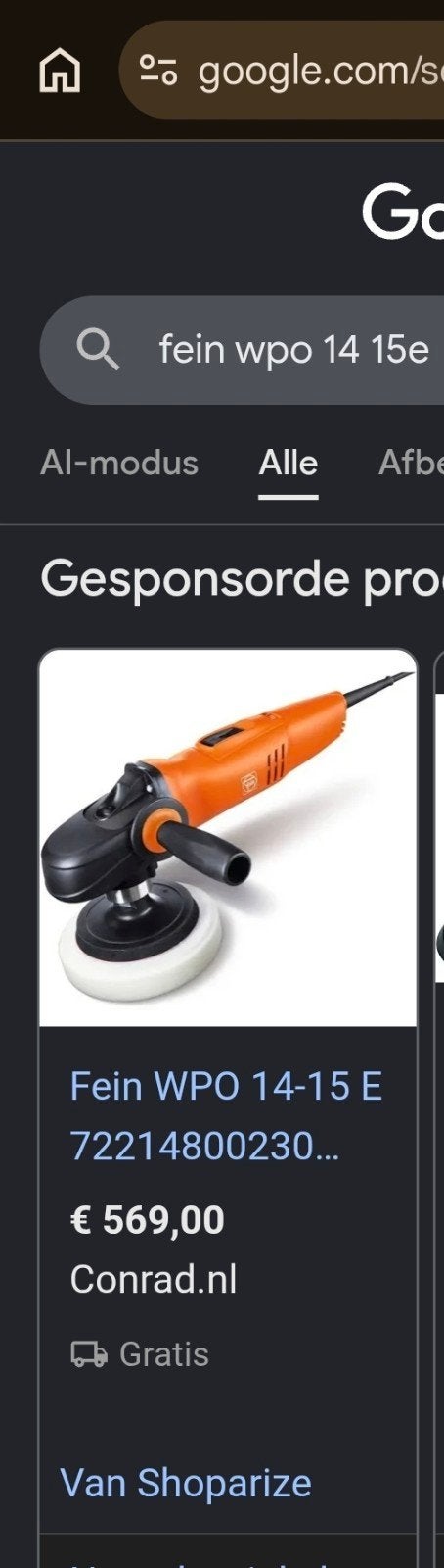 Fein WPO14-15E Polijstmachine - Krachtig en Betrouwbaar, Ophalen of Verzenden, Gebruikt, 1200 watt of meer, Overige typen