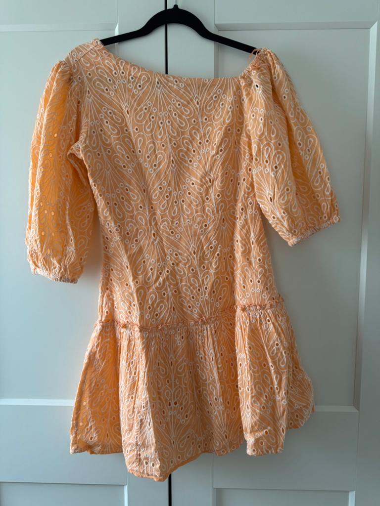 Jurk Cotton Club Costes XS wit oranje broderie, Wit, Nieuw, Ophalen of Verzenden, Maat 34 (XS) of kleiner