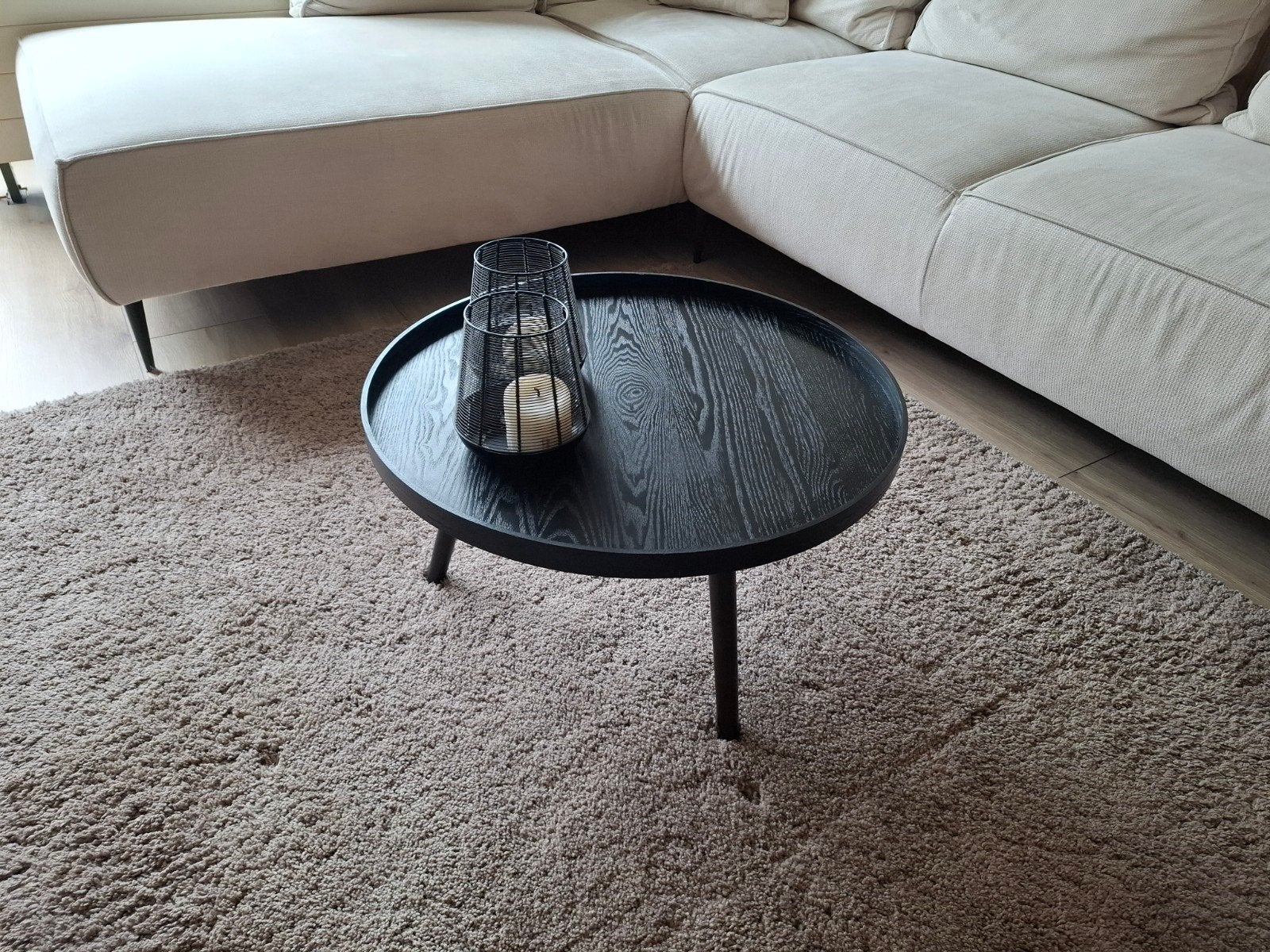 Ronde zwart houten salontafel Woood type mesa - diameter 60, Ophalen, Gebruikt, 50 tot 100 cm, Rond