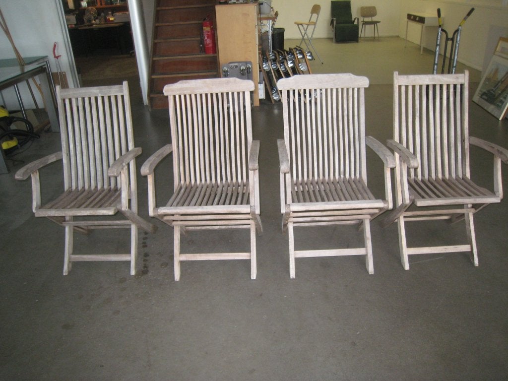 4 teak houten tuinstoelen, 2 maten,, Niet ingevuld, Gebruikt, Niet ingevuld, Niet ingevuld