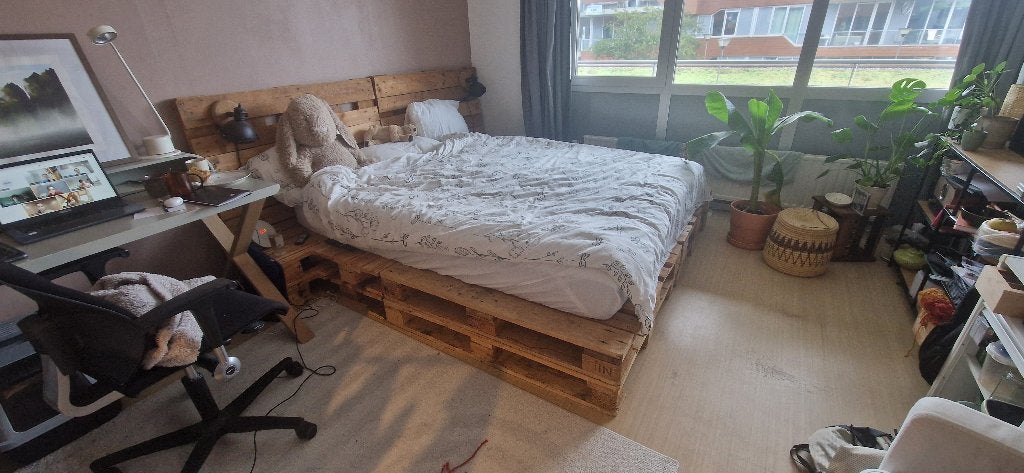 Gratis pallet bed 160 x 200, Ophalen, Tweepersoons, Zo goed als nieuw, 200 cm
