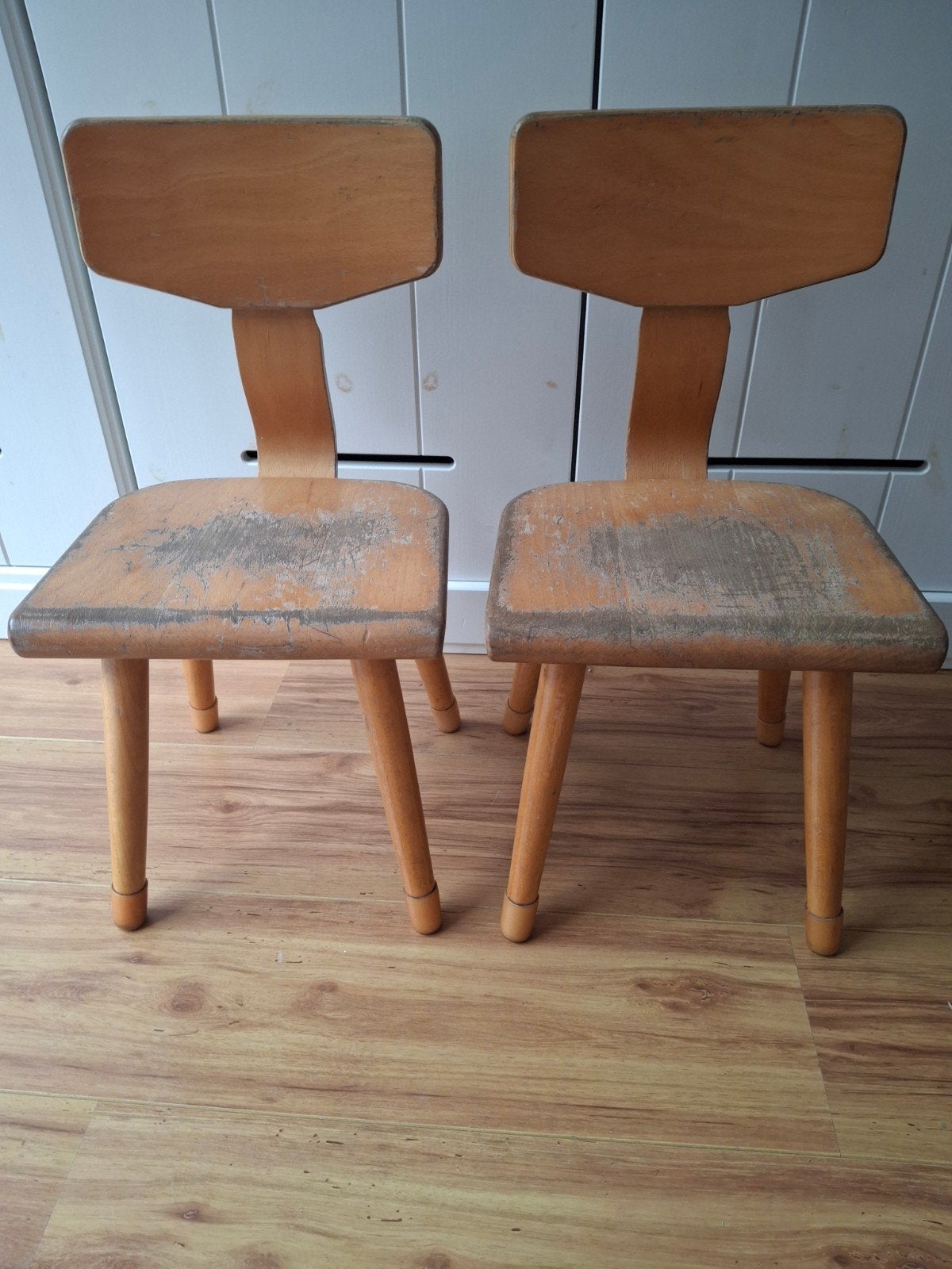 2 vintage kinder schoolstoeltjes, Ophalen, Gebruikt, Stoel(en)