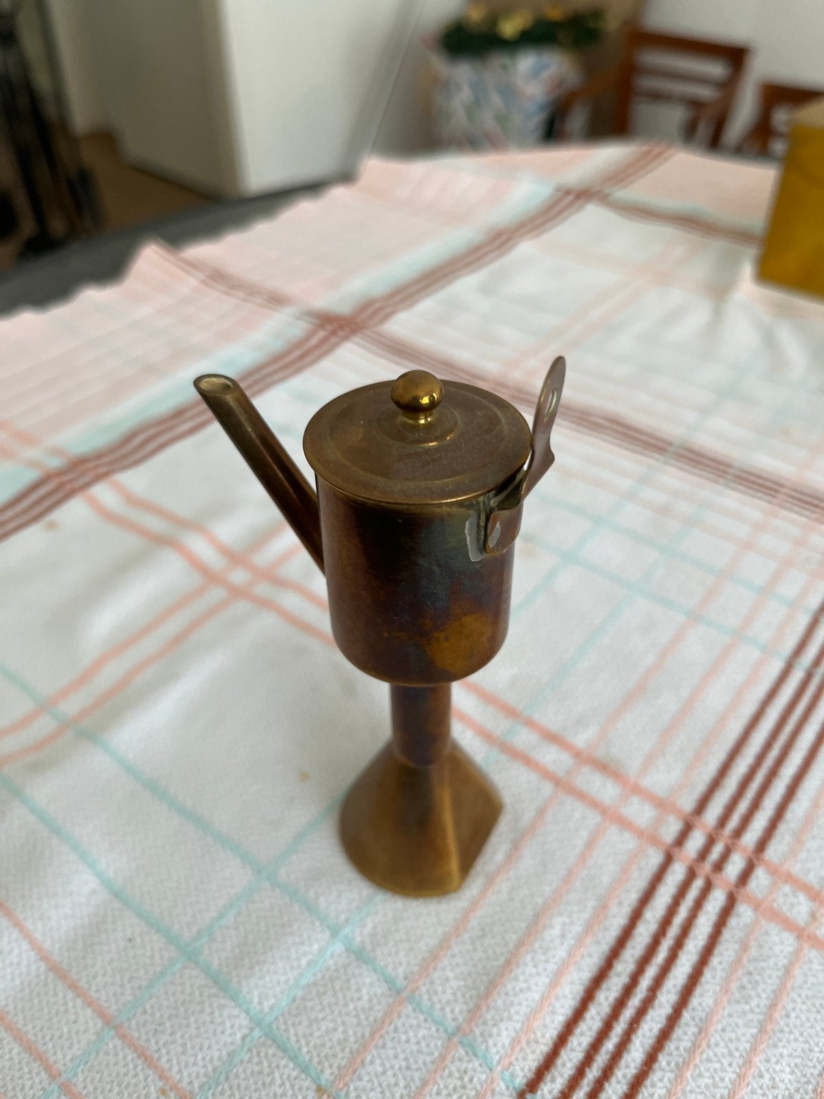 Antieke koperen olielamp - Decoratieve miniatuur, Ophalen