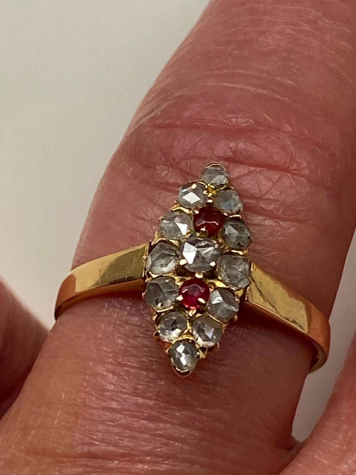 Top ring 750 diamanten robijn, Verzenden, Goud, Ring