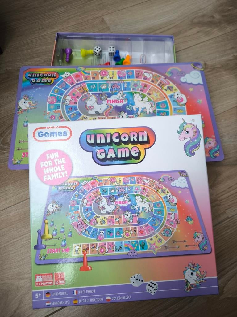 Ganzenbord Unicorn Thema - Zo goed als nieuw, Hobby en Vrije tijd, Gezelschapsspellen | Bordspellen, Vijf spelers of meer, Ophalen of Verzenden