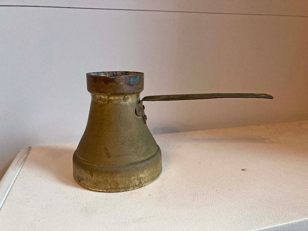 Oud Turks koffiekannetje PMP - bodem diameter 7,7 cm, Ophalen of Verzenden