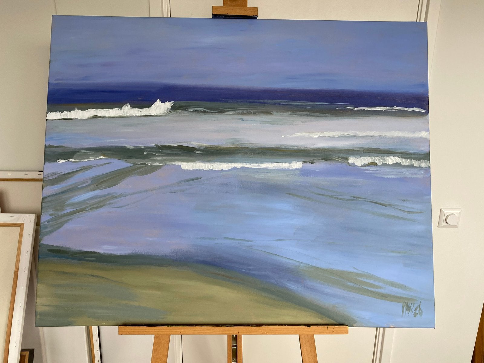 Groot schilderij zeezicht, Antiek en Kunst, Ophalen of Verzenden