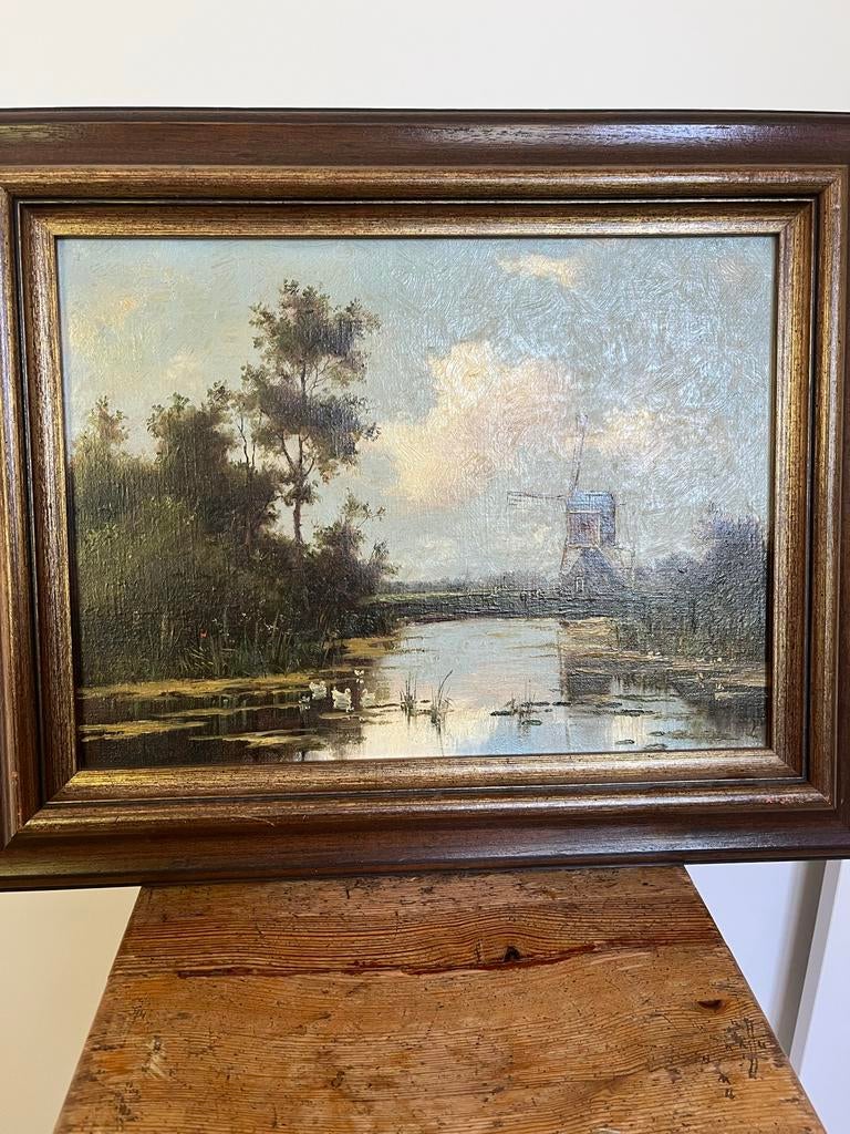 Olieverfschilderij van Frits Goosen - Hollands landschap, Antiek en Kunst, Kunst | Schilderijen | Klassiek, Ophalen of Verzenden