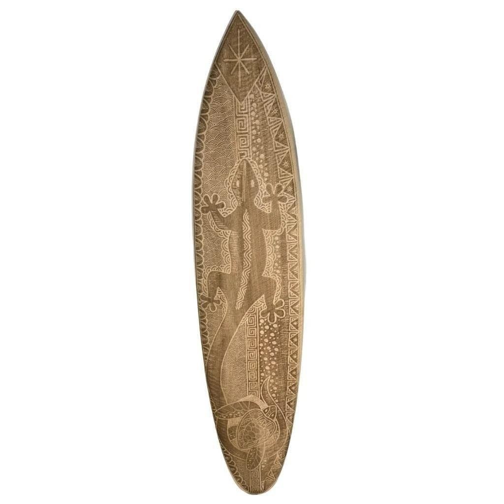 Gecko (blank) - decoratief houten surfplank 150 cm, Huis en Inrichting, Woonaccessoires | Wanddecoraties, -, -, Nieuw, Ophalen of Verzenden
