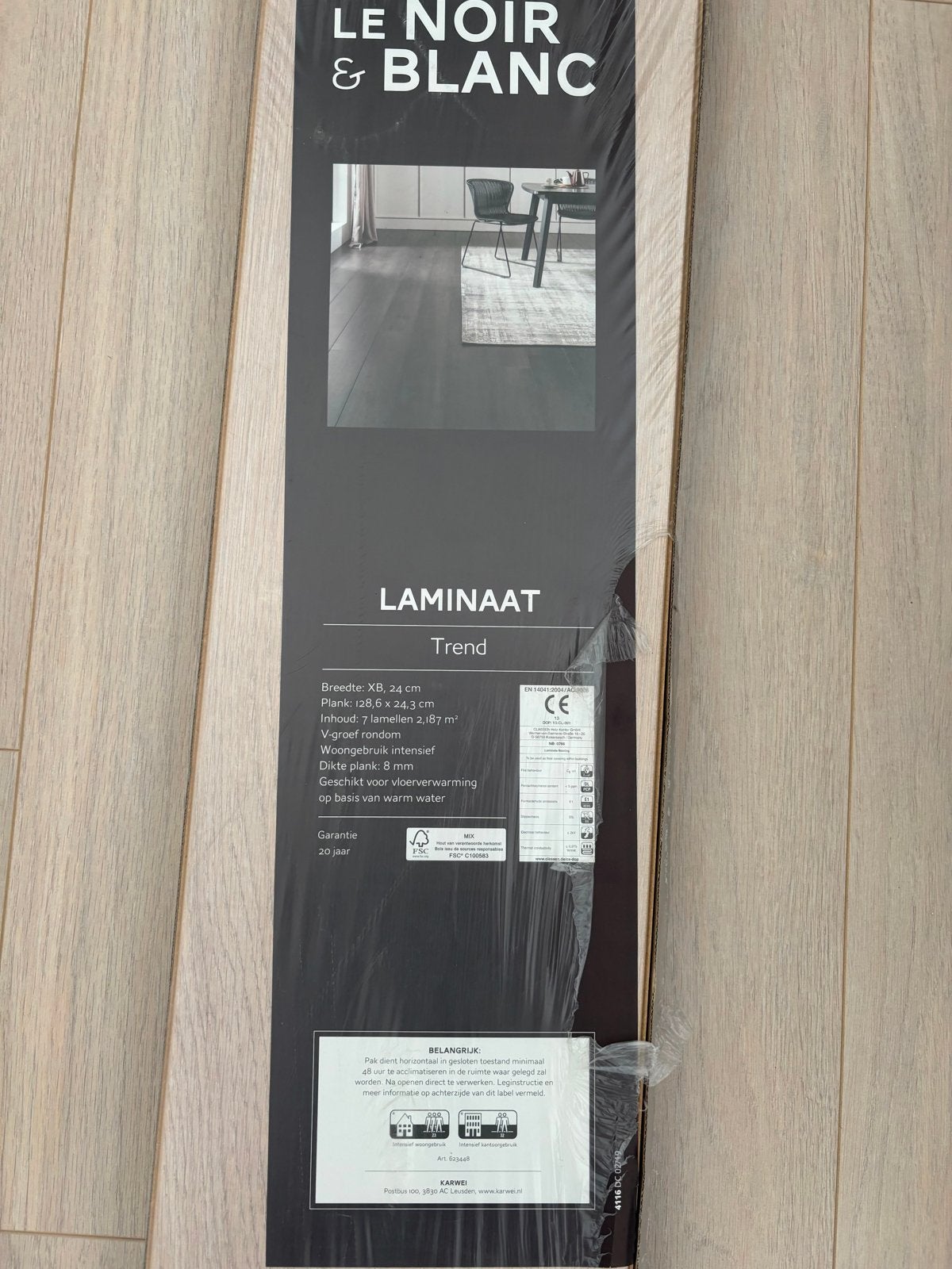 Nieuw laminaat Le Noir & Blanc Trend (niet meer verkrijgbaar, Ophalen, Nieuw, Minder dan 5 m², 10 tot 30 cm