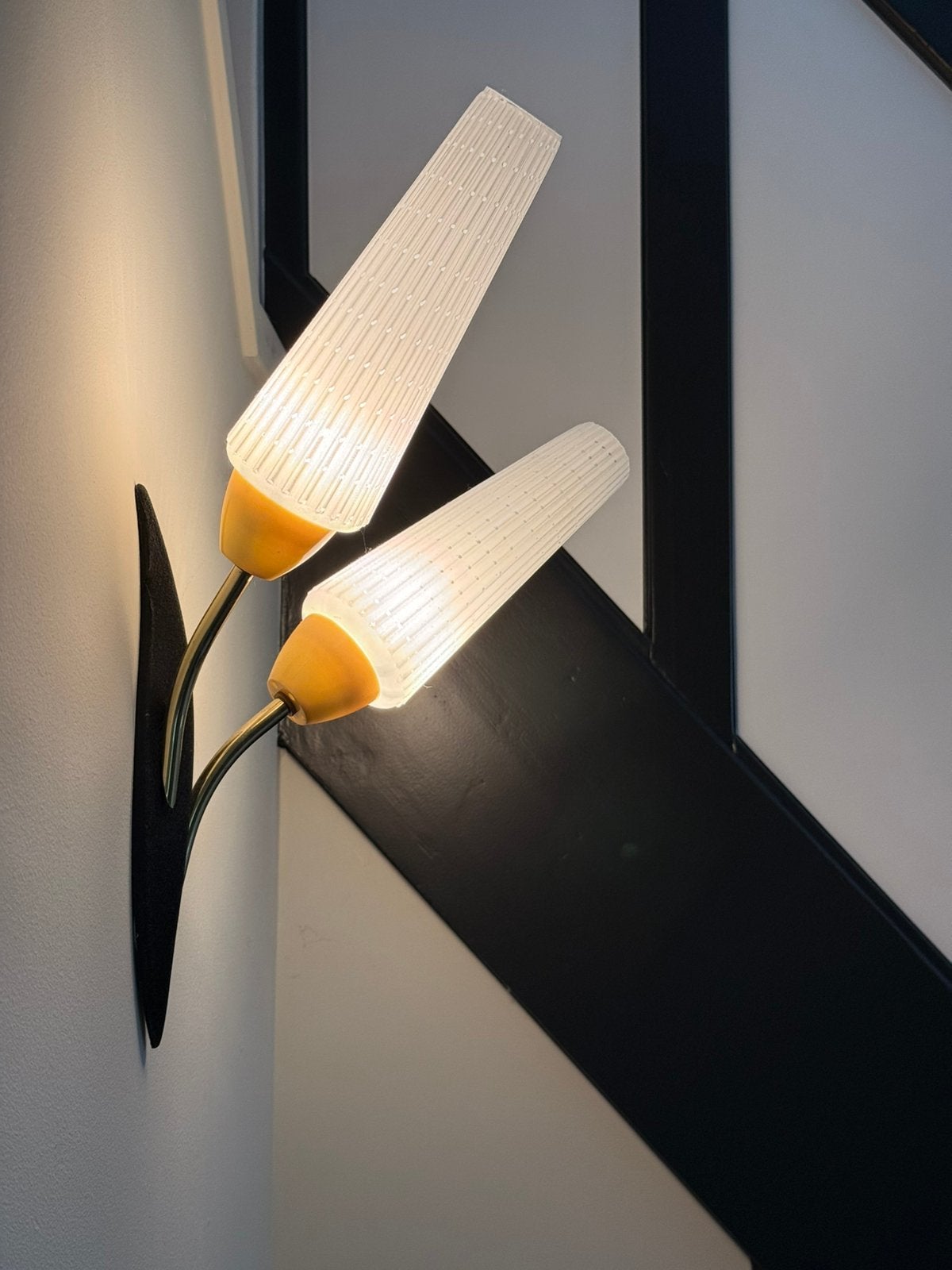 2x vintage retro wandlampen, italiaans design, Ophalen of Verzenden, Zo goed als nieuw, Glas