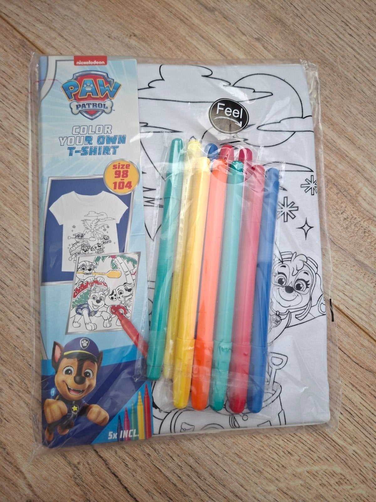 Paw Patrol T-shirt om zelf te kleuren - Maat 98/104, Ophalen of Verzenden, Nieuw, Paw Patrol, Jongen of Meisje