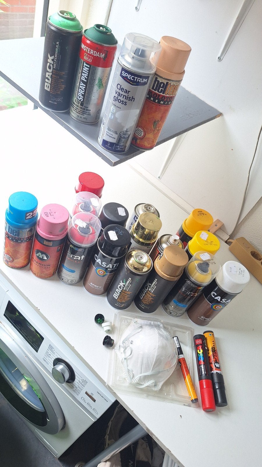 Graffiti spuitbussen, caps en stiften - complete set, Ophalen, Gebruikt, Overige typen