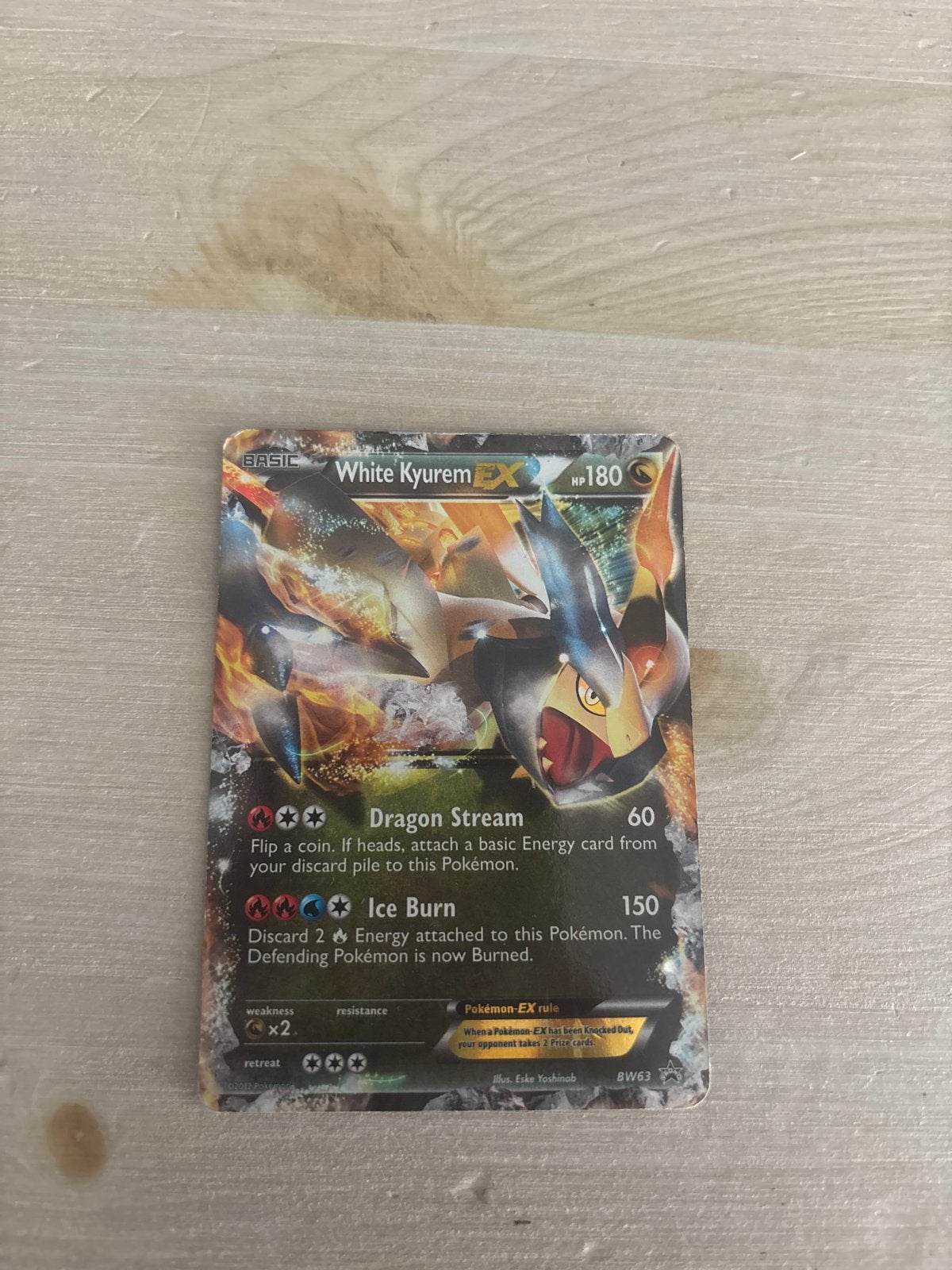 White Kyurem EX Pokémon kaart BW63, Ophalen of Verzenden, Gebruikt, Losse kaart