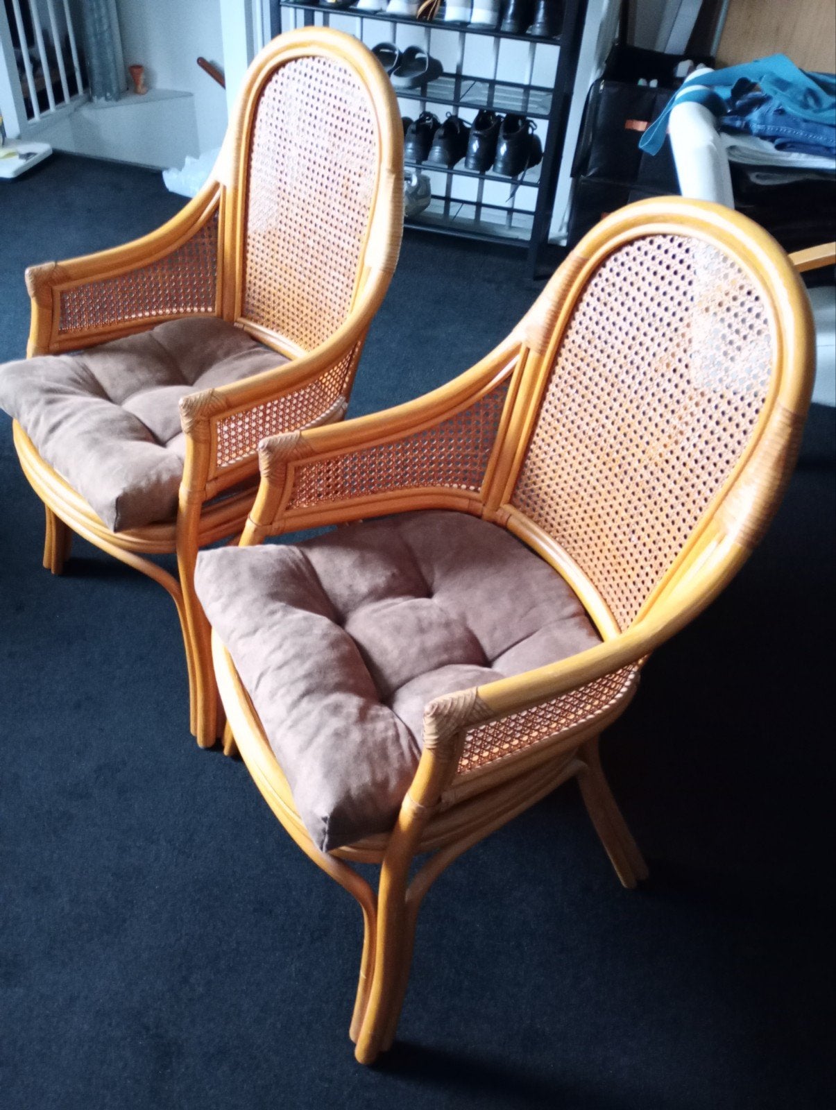 Gratis op te halen 2 rotan stoelen., Huis en Inrichting, Ophalen, Bruin, Twee