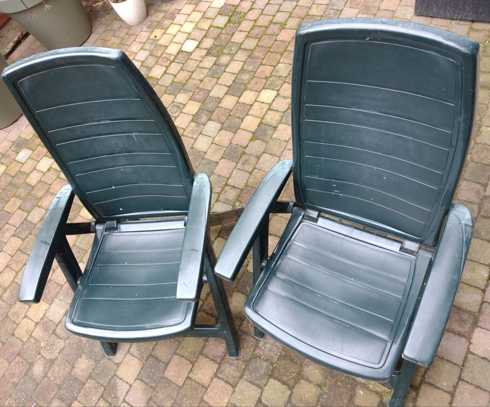 Tuinstoelen kunststof Jardin groen, Tuin en Terras, Tuinstoelen, Ophalen, Gebruikt, Kunststof