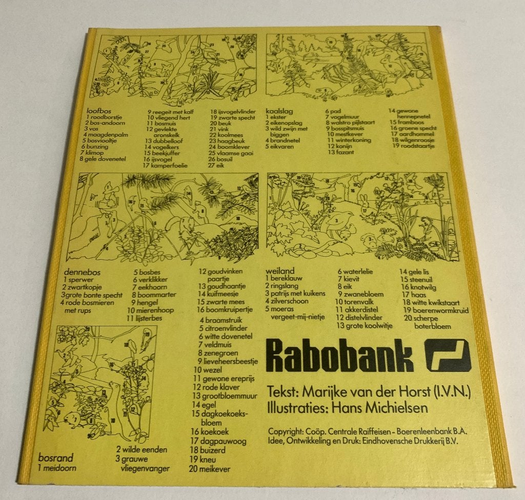 Vintage Kartonboekje Bladeren in het bos - Rabobank uitgave, Boeken, Natuur, Ophalen of Verzenden, Zo goed als nieuw, Natuur algemeen