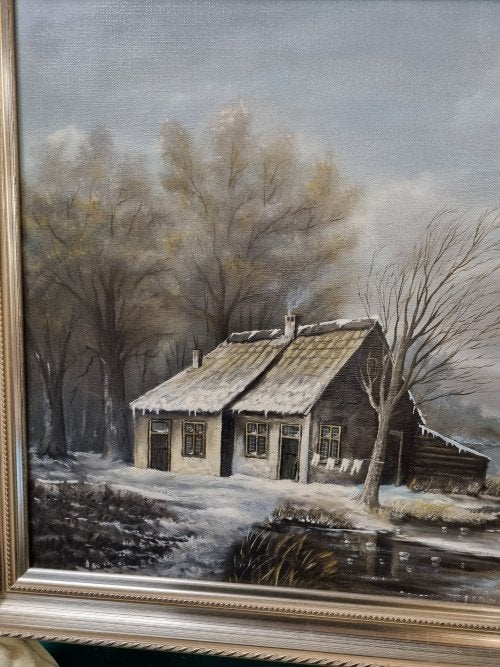schilderij winterslandschap J.Zeegers  groot, Ophalen of Verzenden, 'T Olde Gre-j, Info@toldegrej.nl, Endepoelstraat 20f Didam