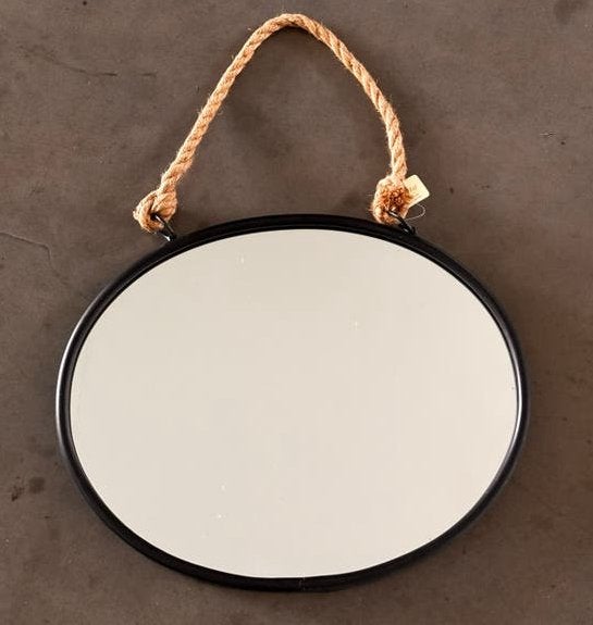 Ovale spiegel met touwophanging - Clayre & Eef, Huis en Inrichting, Minder dan 50 cm, Nieuw, Ophalen of Verzenden, Minder dan 100 cm
