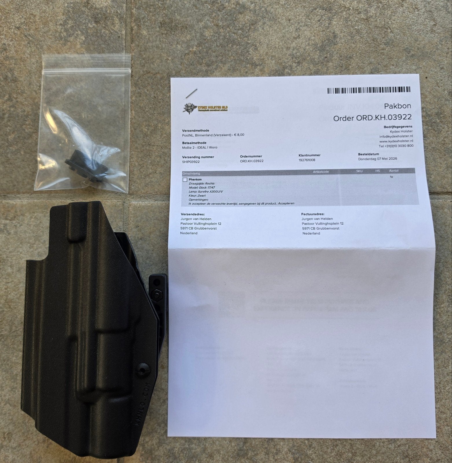 holster iwb glock 17/47 + Surefire X300UN, Verzenden, Nieuw
