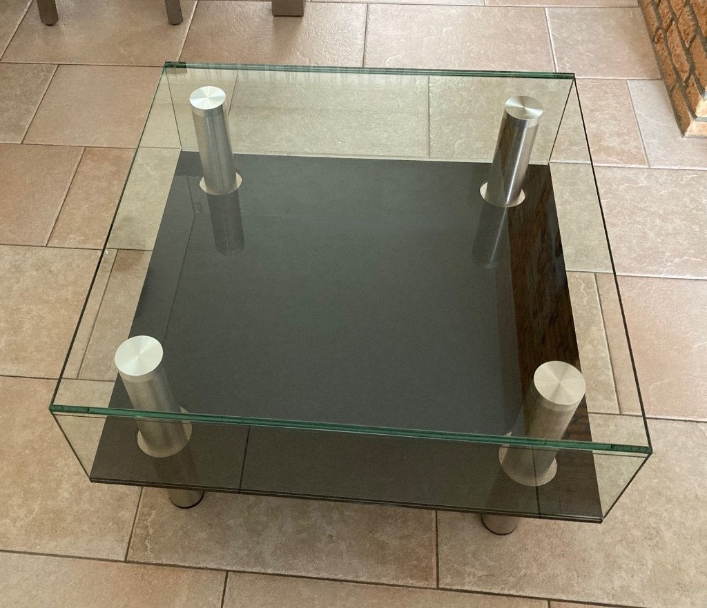 Salontafel, hoektafel van glas 70x70x43, Huis en Inrichting, Ophalen, 50 tot 100 cm, Vierkant, 50 tot 100 cm