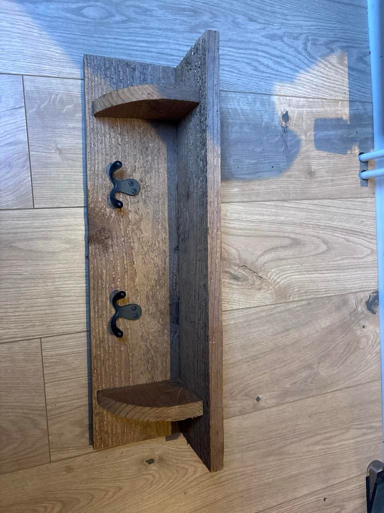 Houten wandkapstok met planken en haken, Ophalen of Verzenden, Zo goed als nieuw