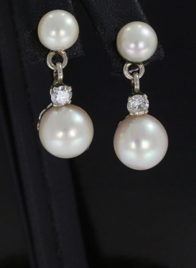 Grote diamanten parel 14k gouden fraai set parel oorbellen, Sieraden, Tassen en Uiterlijk, Oorbellen, Hangers, Voordeelsieraden
