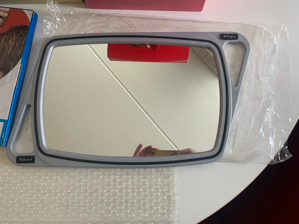 Kappersspullen spiegel Sibel met rubberen rand, Ophalen, Minder dan 50 cm, Zo goed als nieuw, Minder dan 100 cm