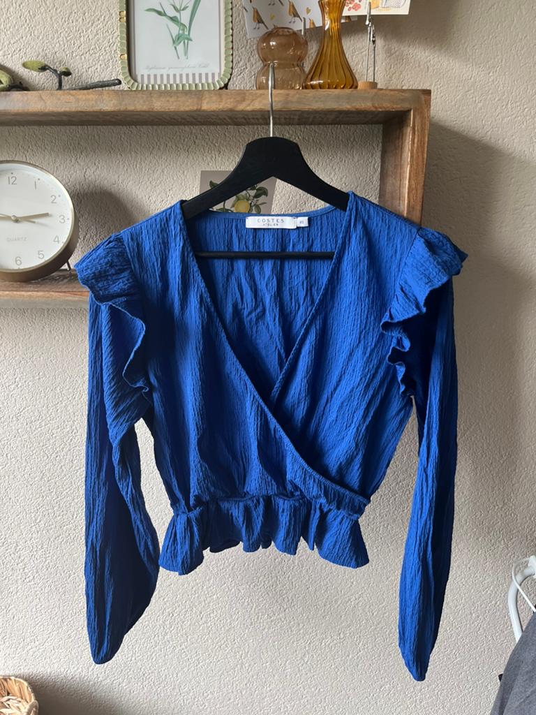 Blauwe top costes, Blauw, Ophalen of Verzenden, Zo goed als nieuw, Korte mouw