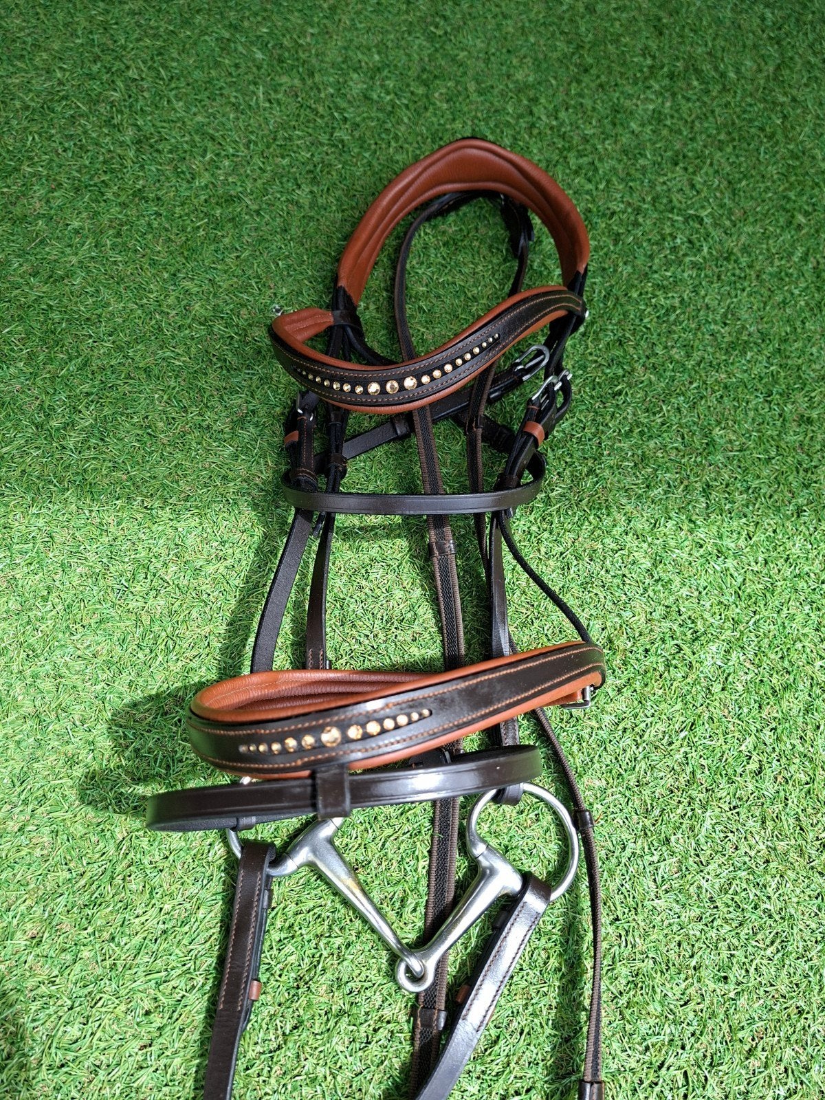 Luxe bruin cognac hoofdstel full, Dieren en Toebehoren, Paarden en Pony's | Hoofdstellen en Tuigage, Ophalen, Zo goed als nieuw