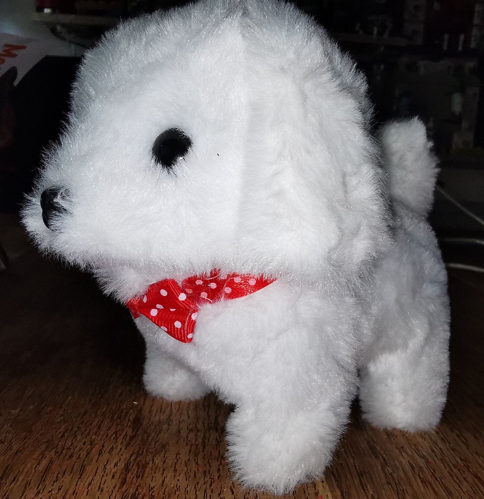 Schattige witte pluche hond met rode strik, Ophalen, Overige merken, Overige karakters, Hond