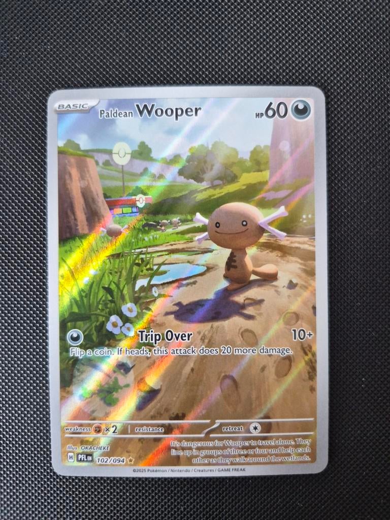 Paldean Wooper pfl 102 Pokémon Kaart, Ophalen of Verzenden, Zo goed als nieuw, Losse kaart, Foil