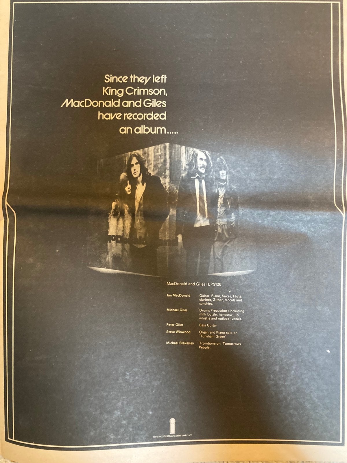 MCDONALD & GILES A3 advertentie, Ophalen of Verzenden, Zo goed als nieuw