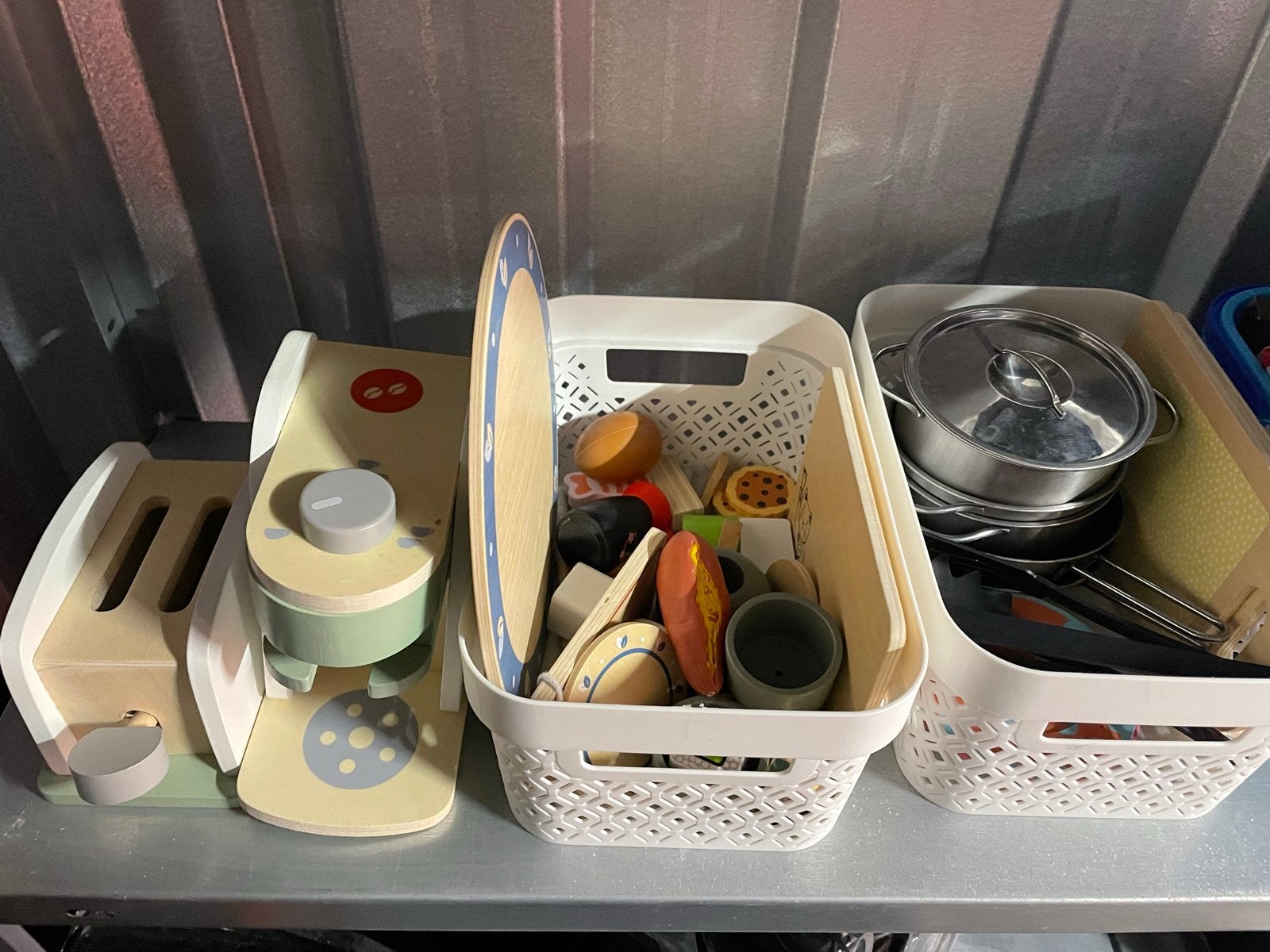 Houten speelgoed keuken accessoires en boodschappen set, Ophalen of Verzenden, Gebruikt, Knutselen